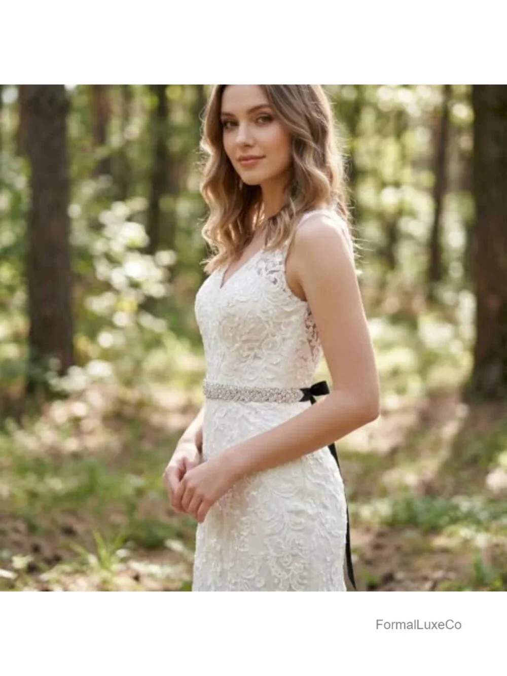 Sparkling Crystal Wedding Waist Belt Adjustable Rhinestone Ribbon Belt for